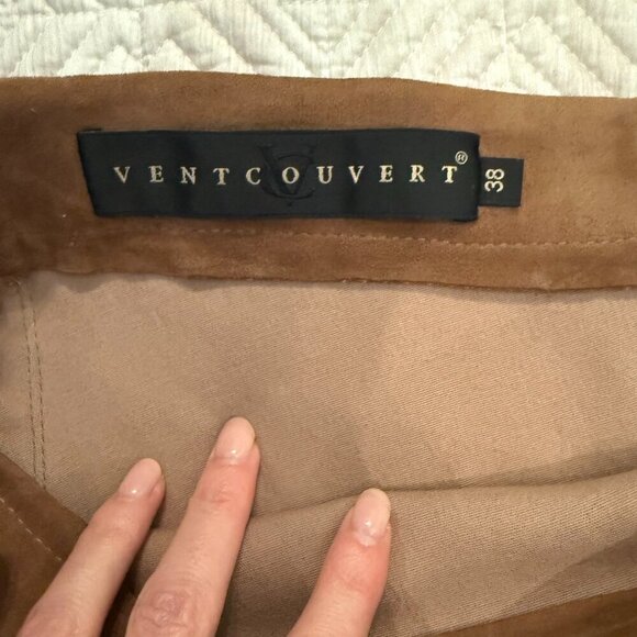 Taupe Suede Pencil  Skirt, Ventcouvert Paris, Size 38 (US 2-4 Equivalent) - Picture 5 of 6